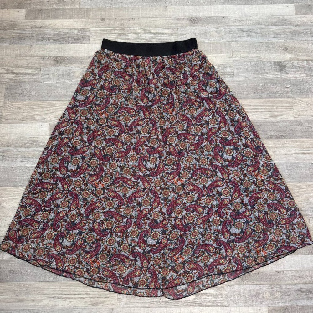 Lularoe multicolor paisley maxi skirt wide elastic waist size XL P41